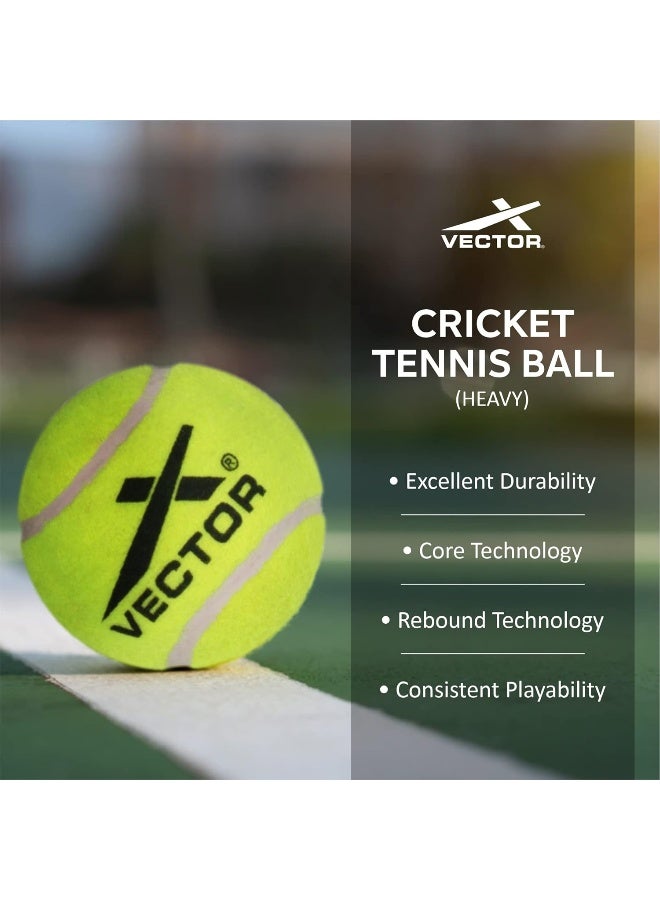 Vector X Cricket Tennis Ball – Heavy, Durable Cricket Ball for Training & Outdoor Play, Pack of 3 - Image 3