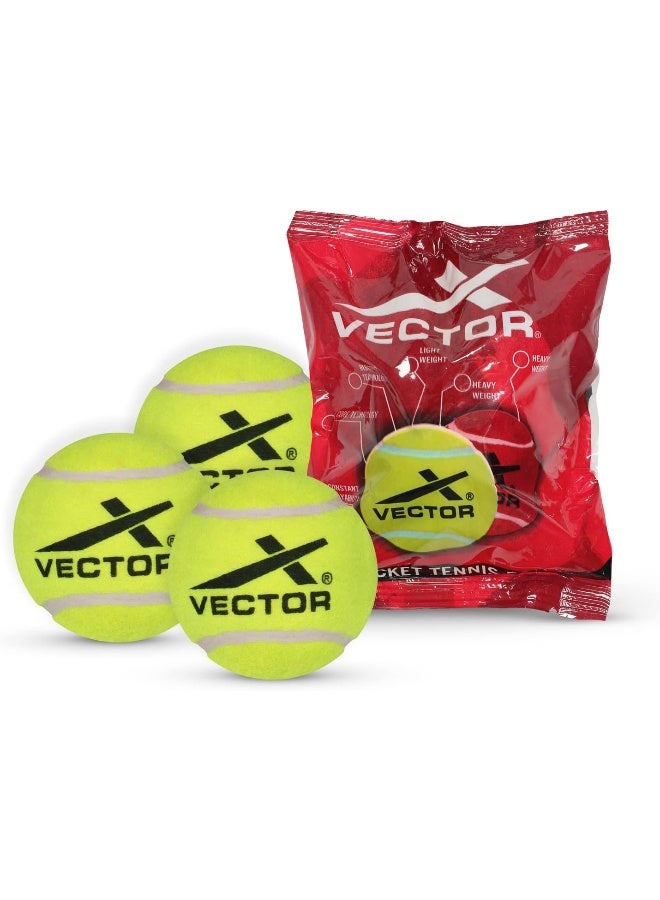 Vector X Cricket Tennis Ball – Heavy, Durable Cricket Ball for Training & Outdoor Play, Pack of 3 - Image 1