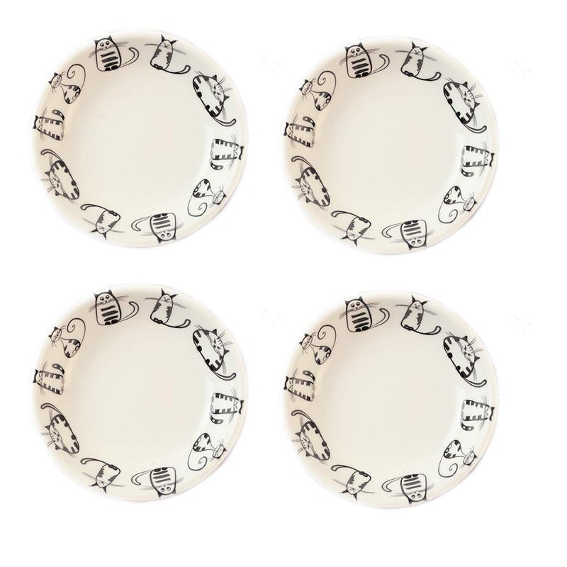 XinHuiGY XinHuiGY Cat Ceramic Side Sauce Dishes Seasoning Dish Sushi Soy Dipping dishCookie Serving DishesMeow Porcelain Small Tea Bag Holder 6inch Set of 4 