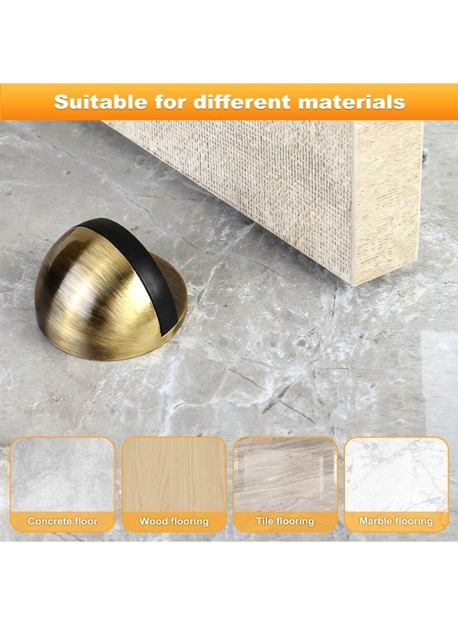 3 Pcs Brushed Brass Self Adhesive Door Stop, Floor Mounted Half Moon Door Stopper, No Drill Wall Protector Door Buffer for Home Office Bathroom - Image 5