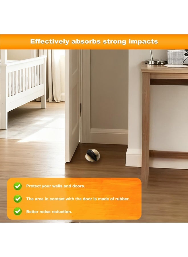 3 Pcs Brushed Brass Self Adhesive Door Stop, Floor Mounted Half Moon Door Stopper, No Drill Wall Protector Door Buffer for Home Office Bathroom - Image 4