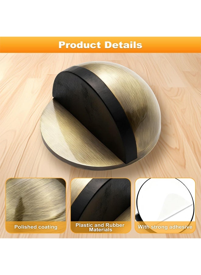 3 Pcs Brushed Brass Self Adhesive Door Stop, Floor Mounted Half Moon Door Stopper, No Drill Wall Protector Door Buffer for Home Office Bathroom - Image 3