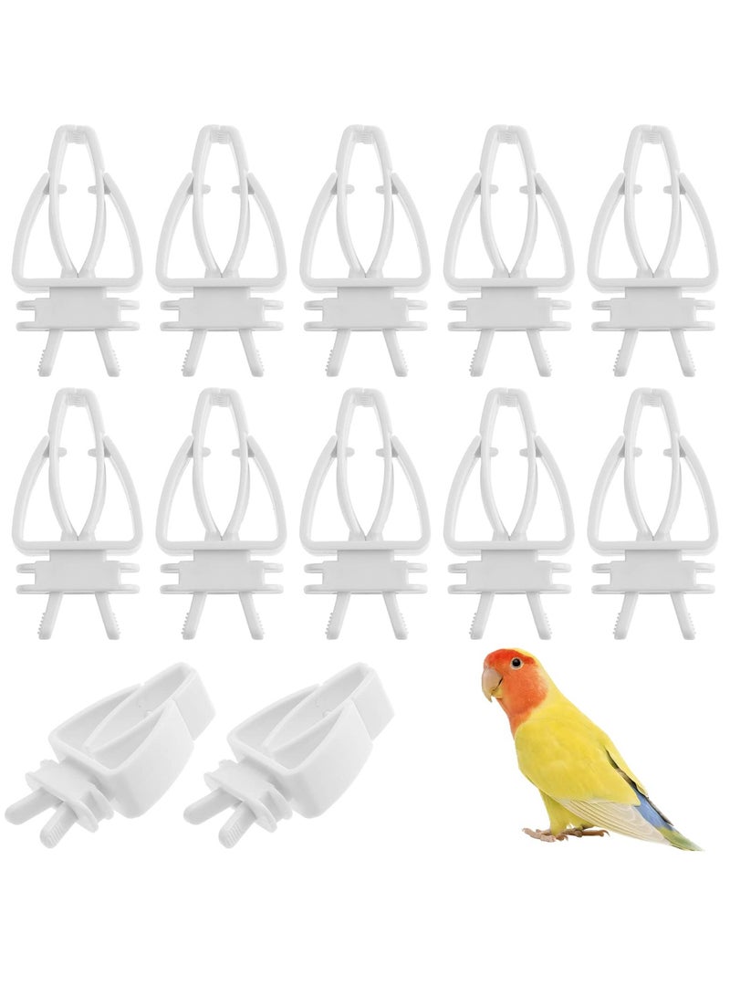 12-Pack White Bird Cage Food Clips - Parrot Fruit and Vegetable Feeders, Fish Bone Snack Forks, Ideal for Bird Treats and Fresh Produce. Perfect for Your Feathered Friends! - Image 1