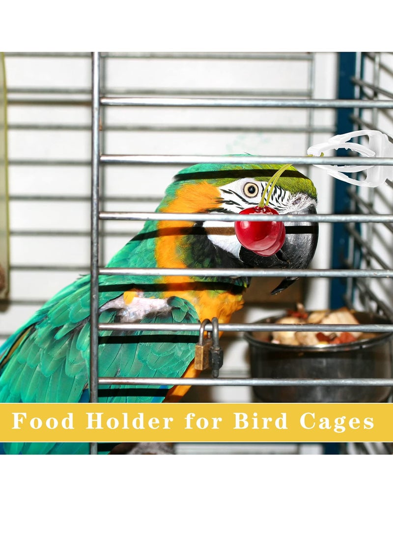 12-Pack White Bird Cage Food Clips - Parrot Fruit and Vegetable Feeders, Fish Bone Snack Forks, Ideal for Bird Treats and Fresh Produce. Perfect for Your Feathered Friends! - Image 2