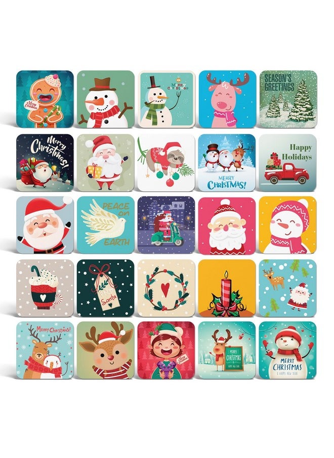 Better Office Products - Mini Christmas Greeting Cards & Envelopes, 3 X 3 Inch, 25 Unique Designs With Red & Green Envelopes, Small Christmas Cards For Gifts (25 Pack) - Image 1