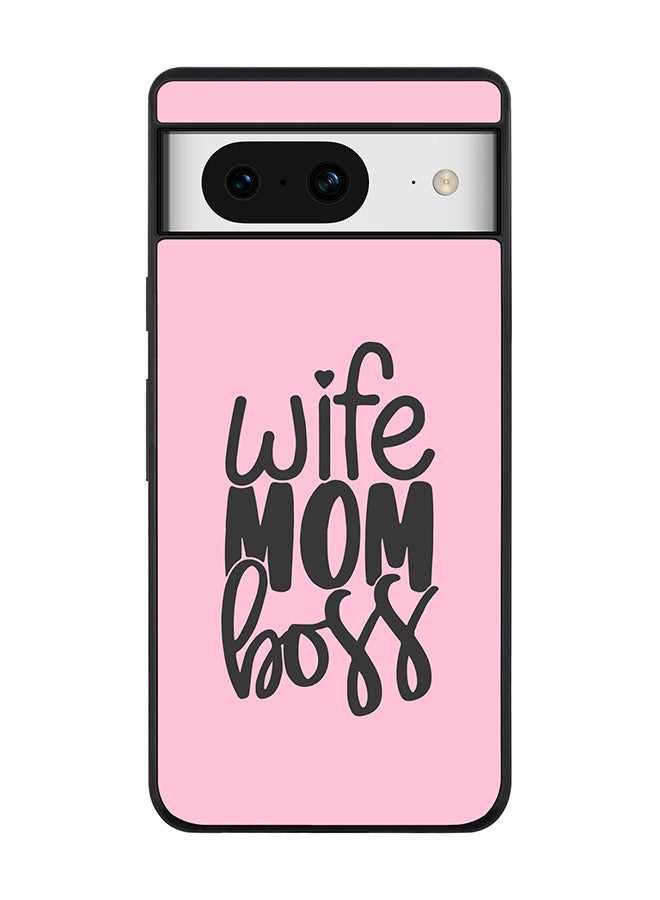 Stylizedd Rugged Black Edge case for Google Pixel 8, Custom Slim fit Flexible Anti Drop Thin Phone Case Cover - Wife Mom Boss - Image 1