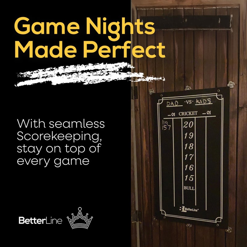 BETTERLINE Large Professional Scoreboard Chalkboard for Cricket and 01 Darts Games - 15.5" x 9" Inch (39.3 x 22.9 cm) - Black Board - Eraser and 2 Chalk Pieces Included - Image 2
