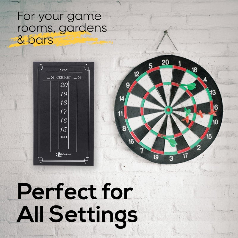 BETTERLINE Large Professional Scoreboard Chalkboard for Cricket and 01 Darts Games - 15.5" x 9" Inch (39.3 x 22.9 cm) - Black Board - Eraser and 2 Chalk Pieces Included - Image 3