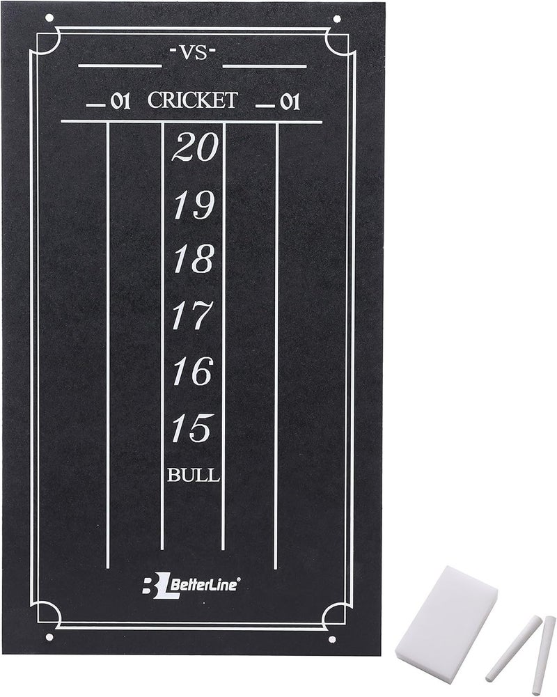 BETTERLINE Large Professional Scoreboard Chalkboard for Cricket and 01 Darts Games - 15.5" x 9" Inch (39.3 x 22.9 cm) - Black Board - Eraser and 2 Chalk Pieces Included - Image 1