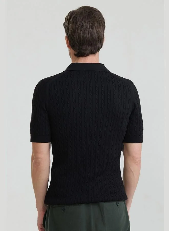 FELIX HARDY Black Men's 100% Cotton Knit Polo Shirt Short Sleeve for Men | Best Price UAE