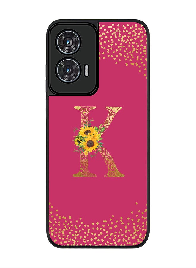 Stylizedd For Motorola Edge 50 Fusion 5G Case,Slim fit Camera Protection, Shockproof Thin Phone cover  - Custom Floral Monogram - K ( Deep Pink ) - Image 1