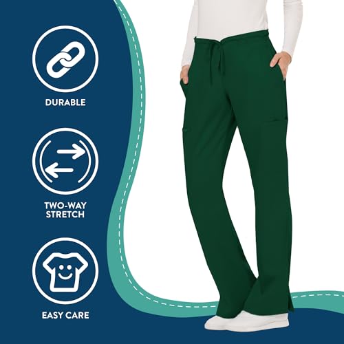Cherokee Scrubs for Women Mid Rise Moderate Flare Drawstring Pant with 5 Pockets, Ultra Soft & Breathable Fabric - WW120 - WW120, M, Hunter Green - Image 5