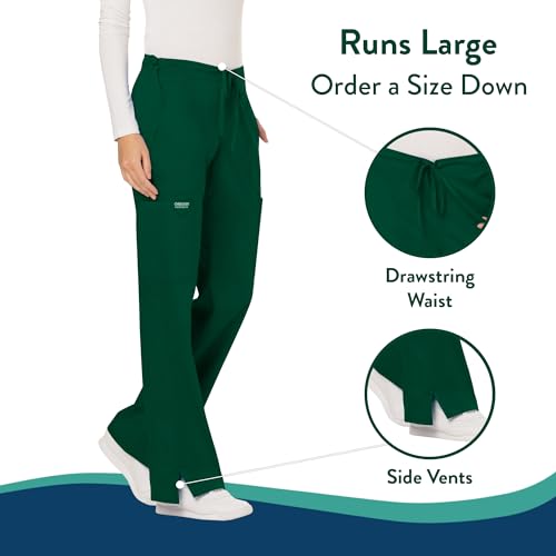 Cherokee Scrubs for Women Mid Rise Moderate Flare Drawstring Pant with 5 Pockets, Ultra Soft & Breathable Fabric - WW120 - WW120, M, Hunter Green - Image 4