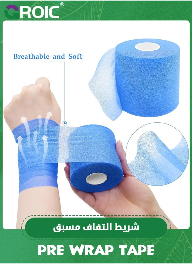 GROIC 3-Rolls Pre Wrap Tape, OK TAPE Athletic Foam Underwrap for Sports, Protect for Ankles Wrists Hands and Knees, 2.75 Inches x 30 Yards - Blue, 3-Rolls  - Image 3