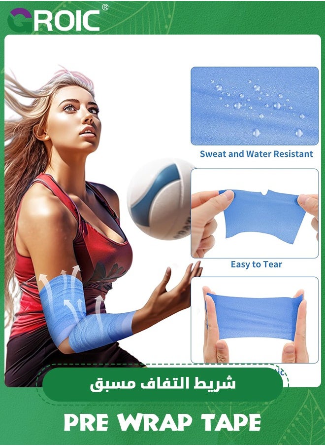 GROIC 3-Rolls Pre Wrap Tape, OK TAPE Athletic Foam Underwrap for Sports, Protect for Ankles Wrists Hands and Knees, 2.75 Inches x 30 Yards - Blue, 3-Rolls  - Image 4