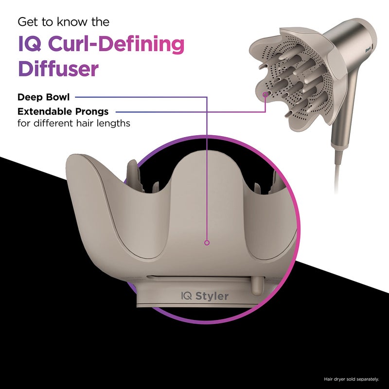 Shark XSKHD1VD HyperAIR IQ Curl-Defining Diffuser, Auto Preset Attachment for HyperAIR Blow Dryers, Styling Tools, For Wavy, Curly, and Coily Hair, Enhance Natural Curls, Extendable Prongs, Stone - Image 4