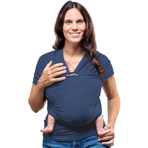 Cuddle Bug CuddleBug Baby Wrap - Hands-Free Baby Carrier Wrap - Soft & Stretchy Baby Wraps Carrier - Newborn to Toddler 7-35 lbs - One-Size-Fits-All - Hip-Healthy (Navy) - Image 1