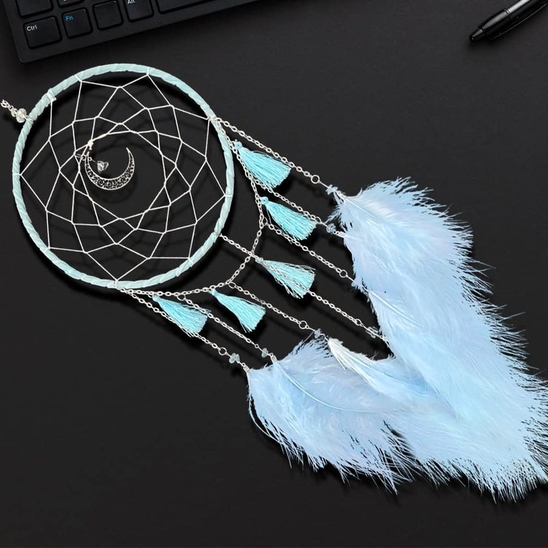 Awlee Dream Catchers Blue Dream Catcher Wall Decor for Bedroom Kids Girls Boys Birthday Gift Handmade Feather Hanging Ornaments - Image 3