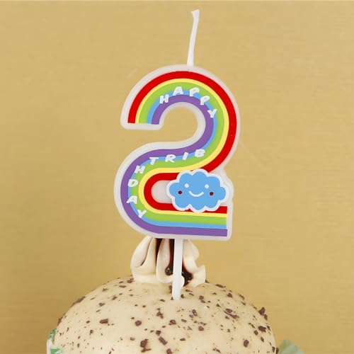 Juzfun Birthday Candles for Kids Number 2 Unicorn Cake Topper Decoration Second Wedding Anniversary Size - Height 5 CM x Width 3 CM - Image 1