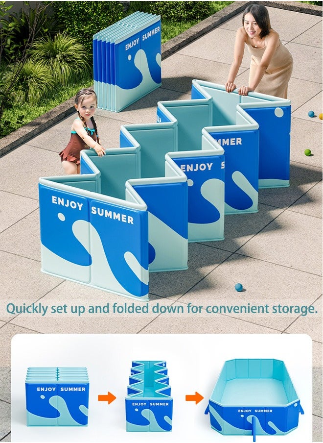 VUCATIN Foldable Non-Inflatable Swimming Pool Foldable Hard Plastic Shell Large Portable Swimming Pool for Kids Adults Family Swimming Pool for Summer Water Party in Garden Lawn (148*48*218cm)  - Image 2