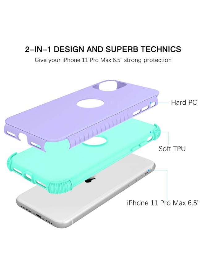BENTOBEN for iPhone 11 Pro Max Case, 2 in 1 Slim Fit Heavy Duty Rugged Hybrid Shockproof Soft TPU Bumper Hard PC Protective Girls Women Boy Men Case Cover for iPhone 11 Pro Max 6.5" 2019, Purple/Green - Image 4