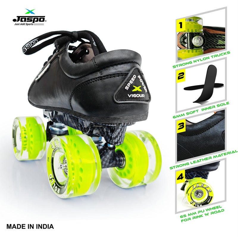 jaspo Unisex Pro Hyper Quad Outdoor Wheel Shoe Skates (Junior 11 Uk (Foot Length 19.6 Cms) Yellow) - Image 5