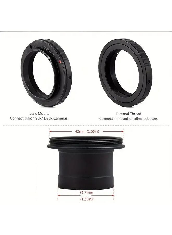 2in1 Om Telescope Adapter 1.25 Inch Metal SLR Camera Conversion Ring Black Rubber Grip - Image 4