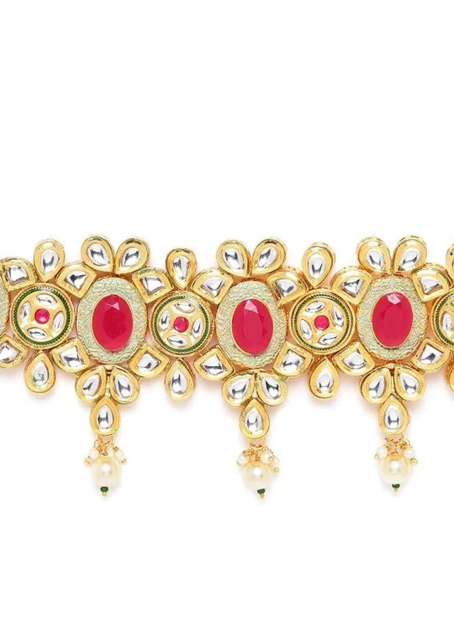 Priyaasi Elegant Women Multicolour Brass Jewellery Set with pattern and secured with closure and styled in ideal for Ethnic moments — perfect for fashion-forward occasions.
