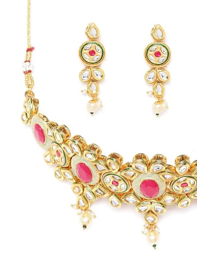 Priyaasi Elegant Women Multicolour Brass Jewellery Set with pattern and secured with closure and styled in ideal for Ethnic moments — perfect for fashion-forward occasions.