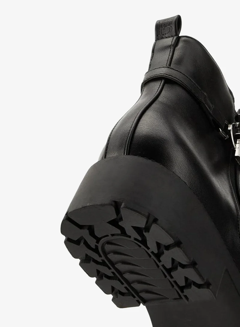 Flora Bella By Shoexpress BLACK Women Buckle Detail Ankle Boots for Women | Best Price UAE