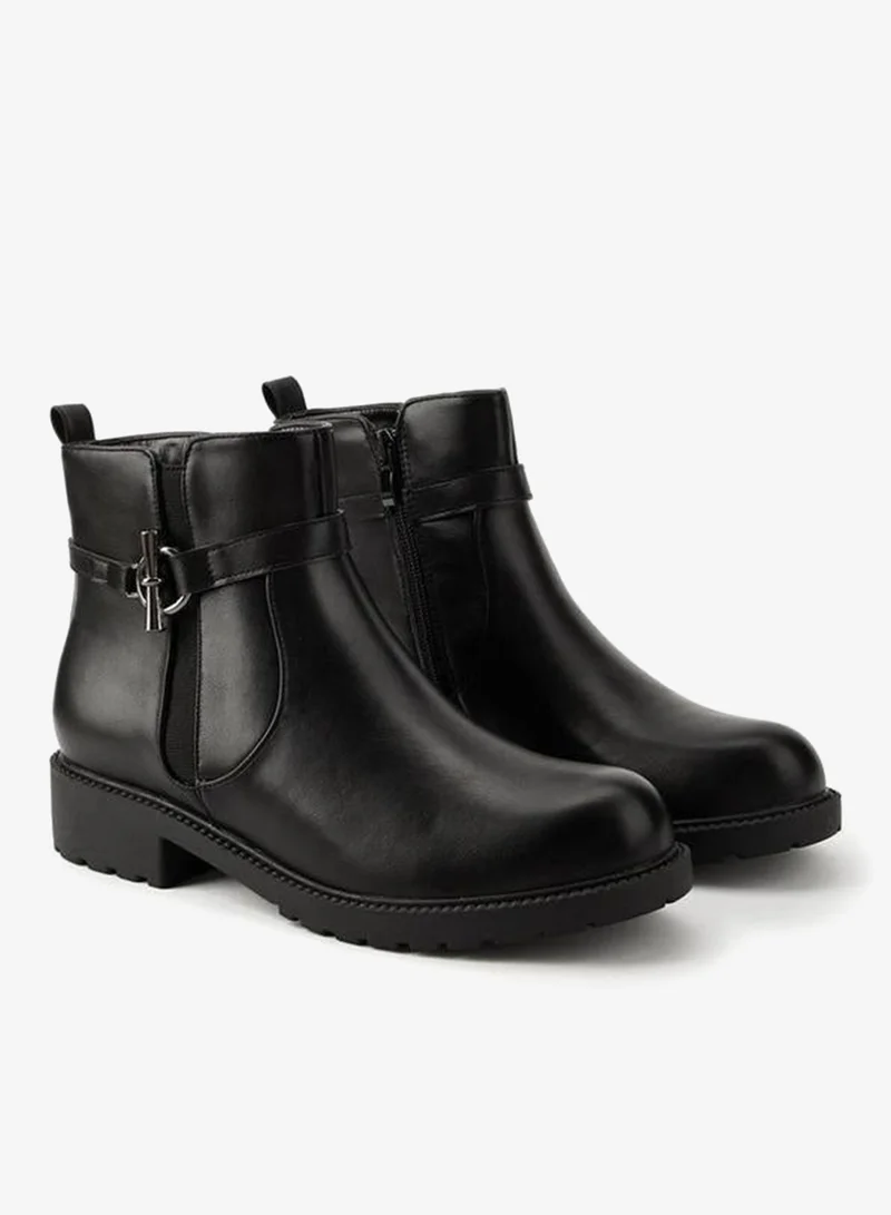 Flora Bella By Shoexpress BLACK Women Buckle Detail Ankle Boots for Women | Best Price UAE