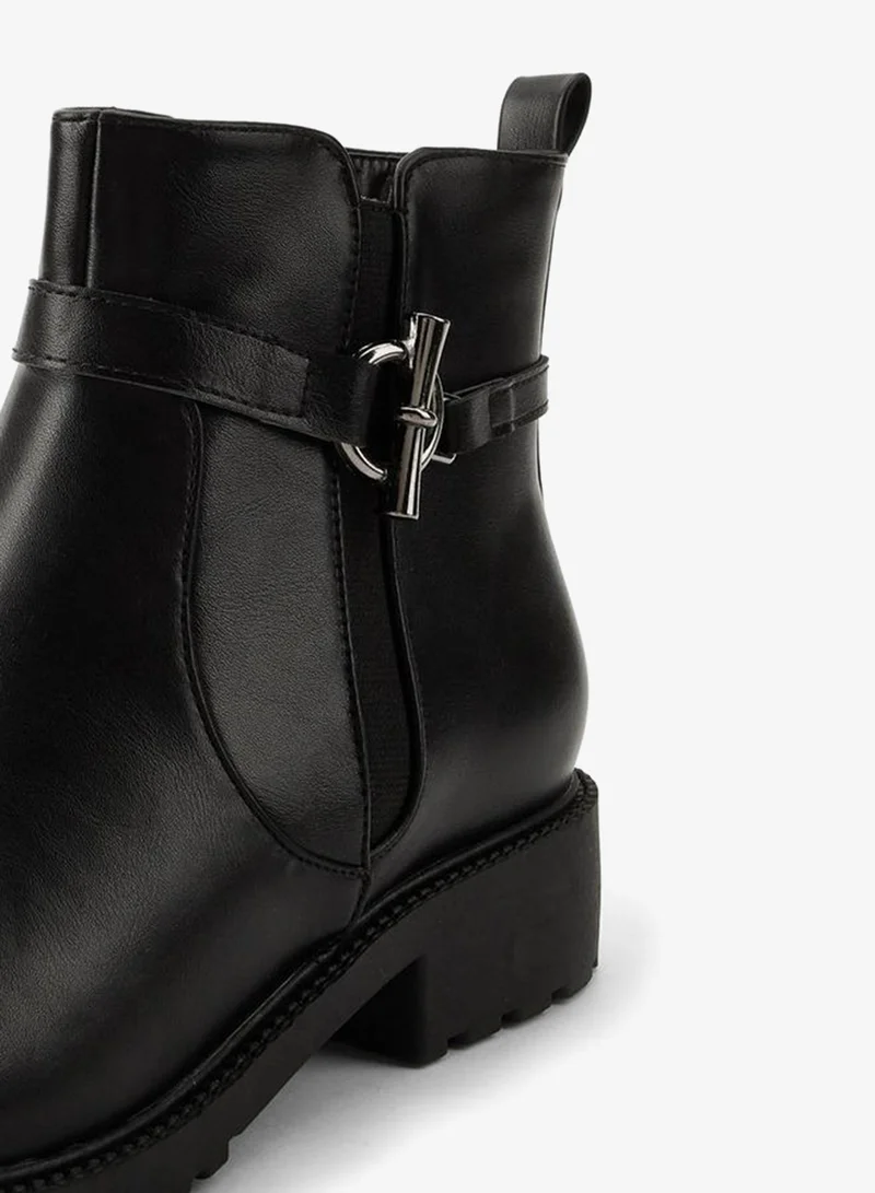 Flora Bella By Shoexpress BLACK Women Buckle Detail Ankle Boots for Women | Best Price UAE