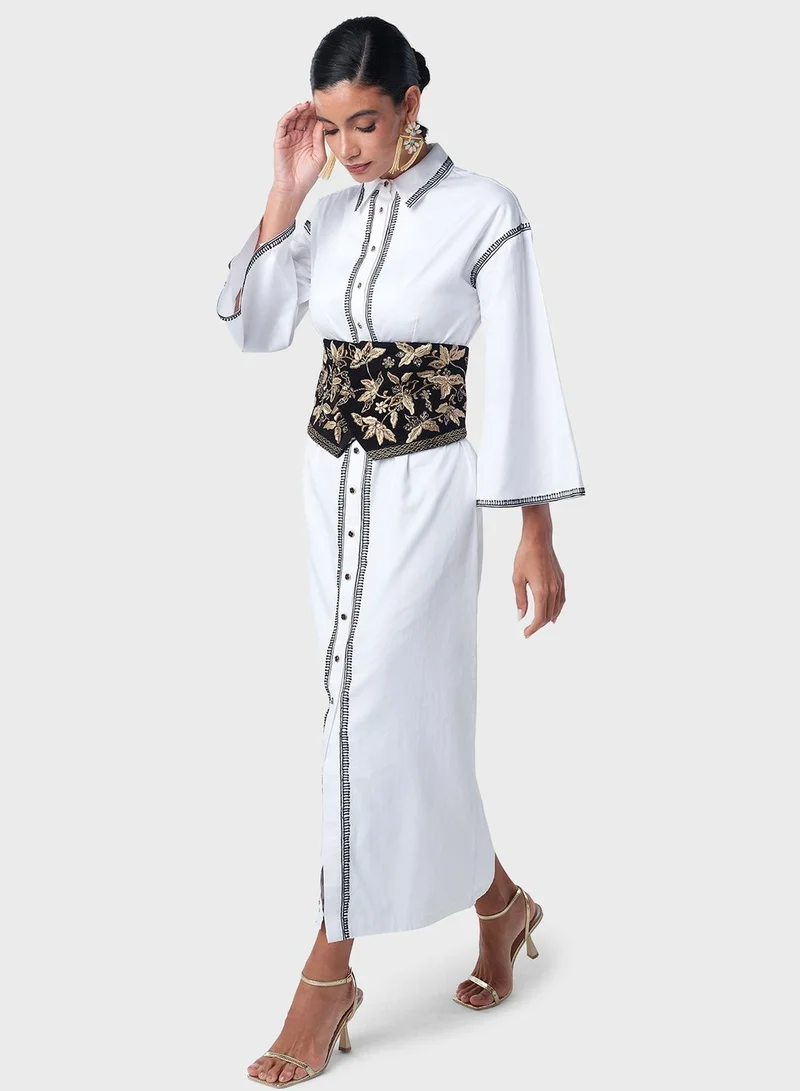 Threadz by Ajooni Belted Shirtdress Dress