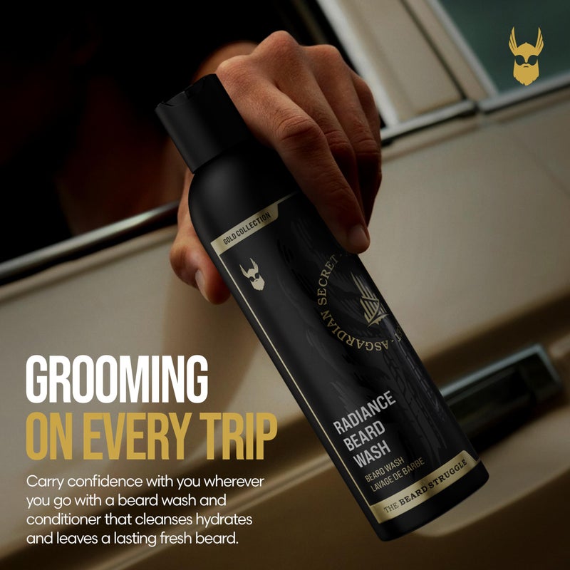 The Beard Struggle - Radiance Beard Wash & Conditioner Bundle - Gold Collection - Pack of 2, Asgardian Secret - Nourish, Cleanse, Softens, & Strengthens Beard - Beard Wash and Conditioner for Men - Image 5
