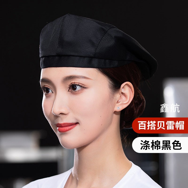 Breathable Net Waiter Working Cap Men'S And Women'S Western Restaurant Baking Cotton Chef Cap Beret Men'S And Women'S Cap - Image 2
