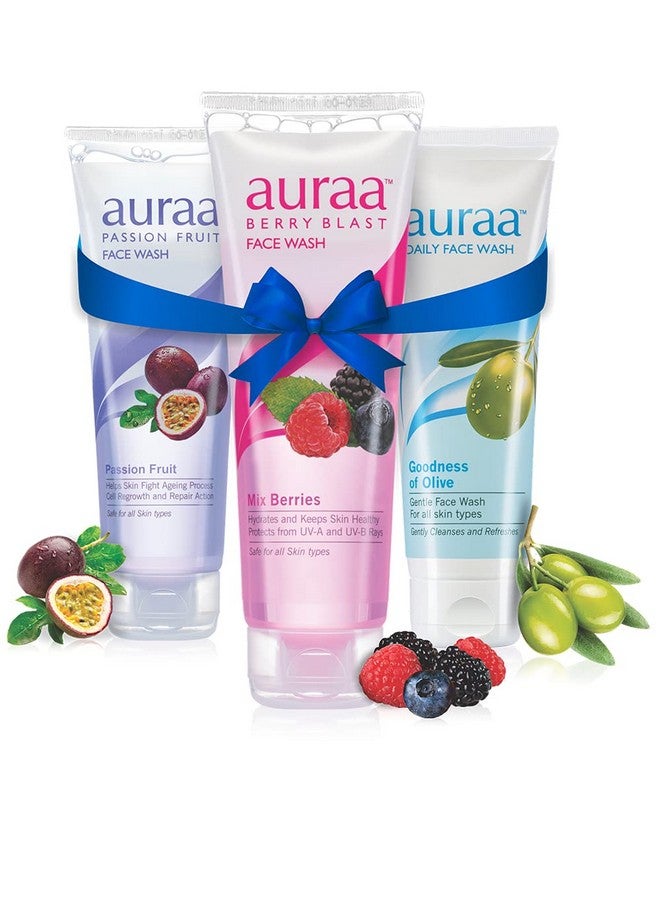 Auraa Face Wash Combo, 125 GM (Passion Fruit, Berry Blast & Olive)
