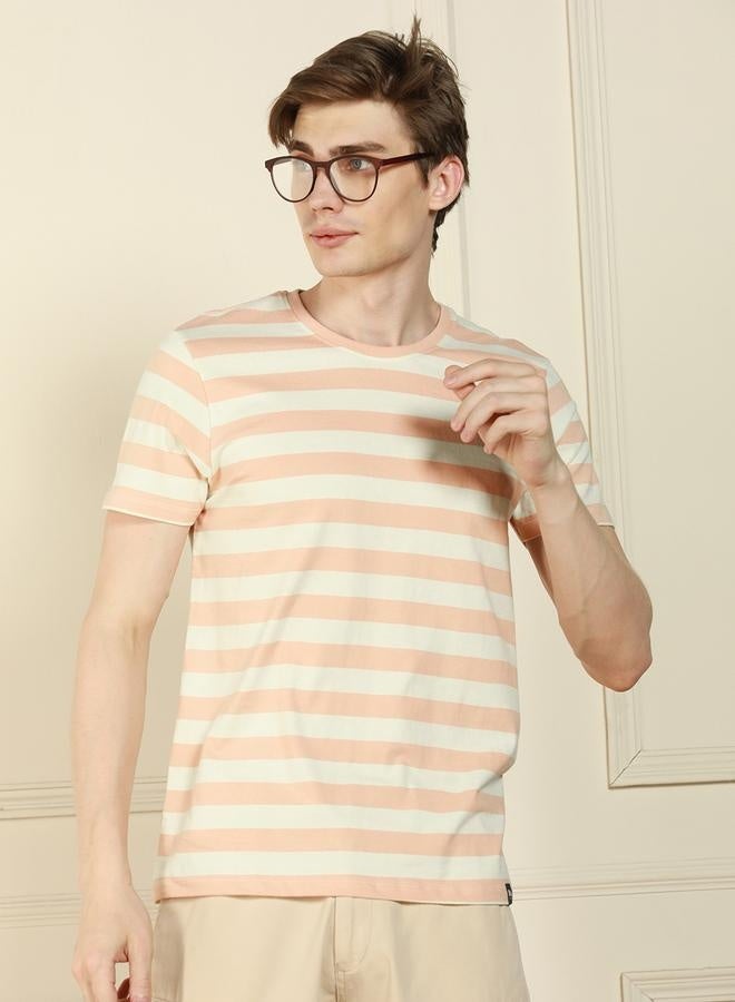 Dennis Lingo Regular Fit Peach Cotton T-Shirt – Comfortable and Stylish  - Image 1