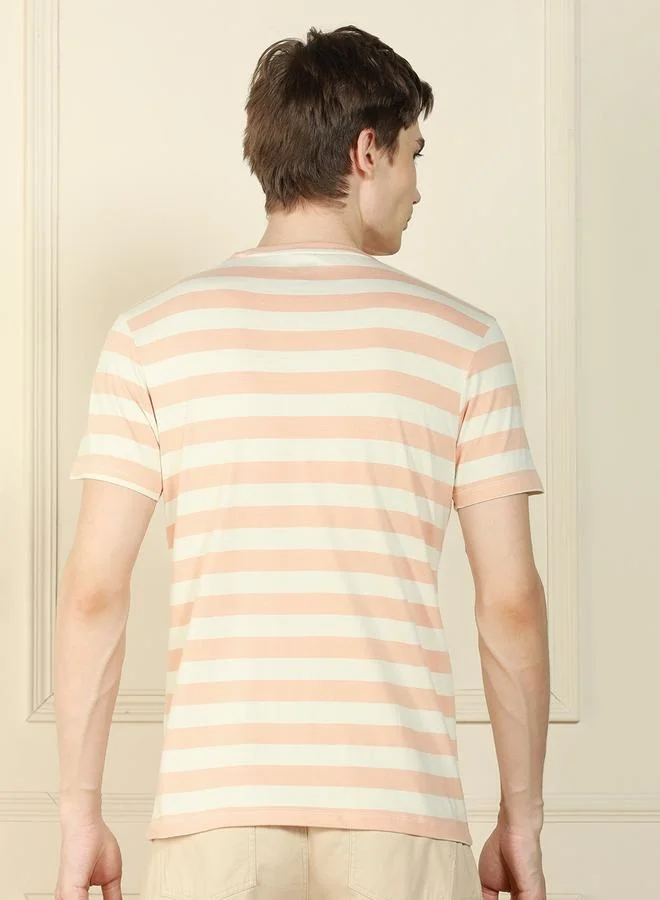 Dennis Lingo Regular Fit Peach Cotton T-Shirt – Comfortable and Stylish