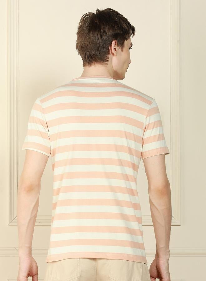 Dennis Lingo Regular Fit Peach Cotton T-Shirt – Comfortable and Stylish  - Image 3