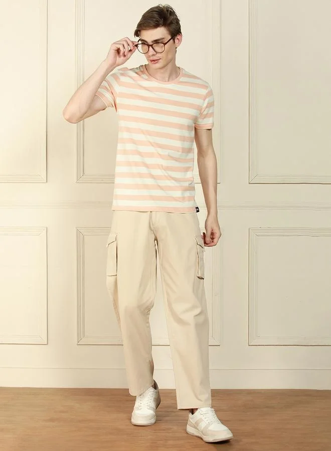 Dennis Lingo Regular Fit Peach Cotton T-Shirt – Comfortable and Stylish