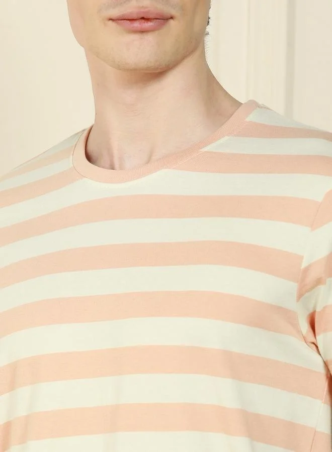 Dennis Lingo Regular Fit Peach Cotton T-Shirt – Comfortable and Stylish