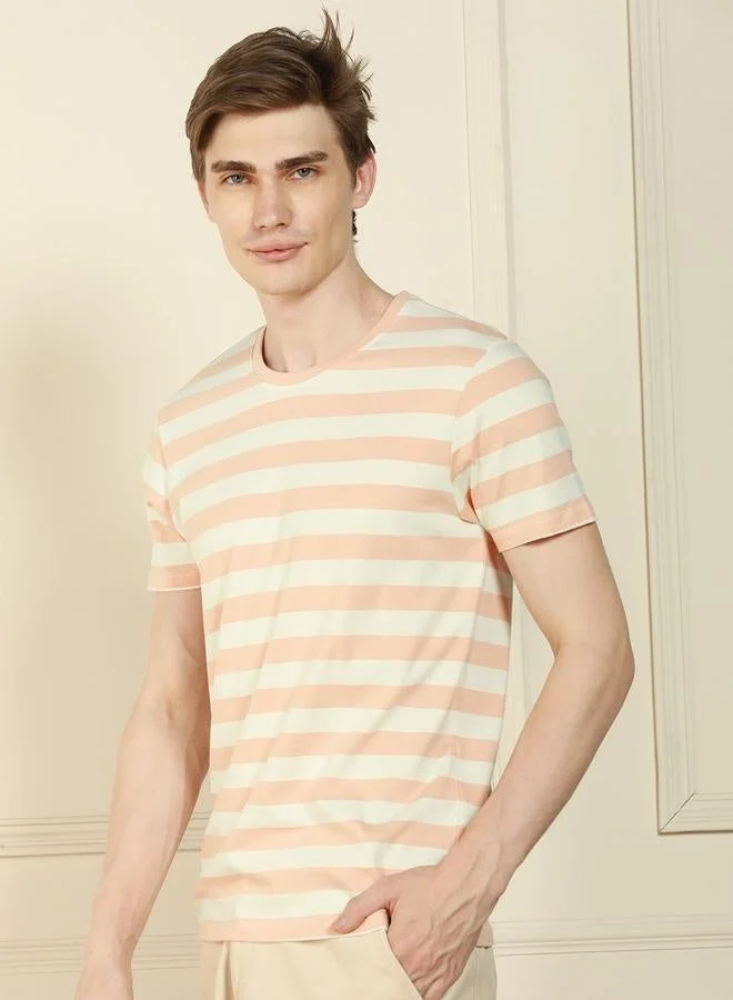 Dennis Lingo Regular Fit Peach Cotton T-Shirt – Comfortable and Stylish