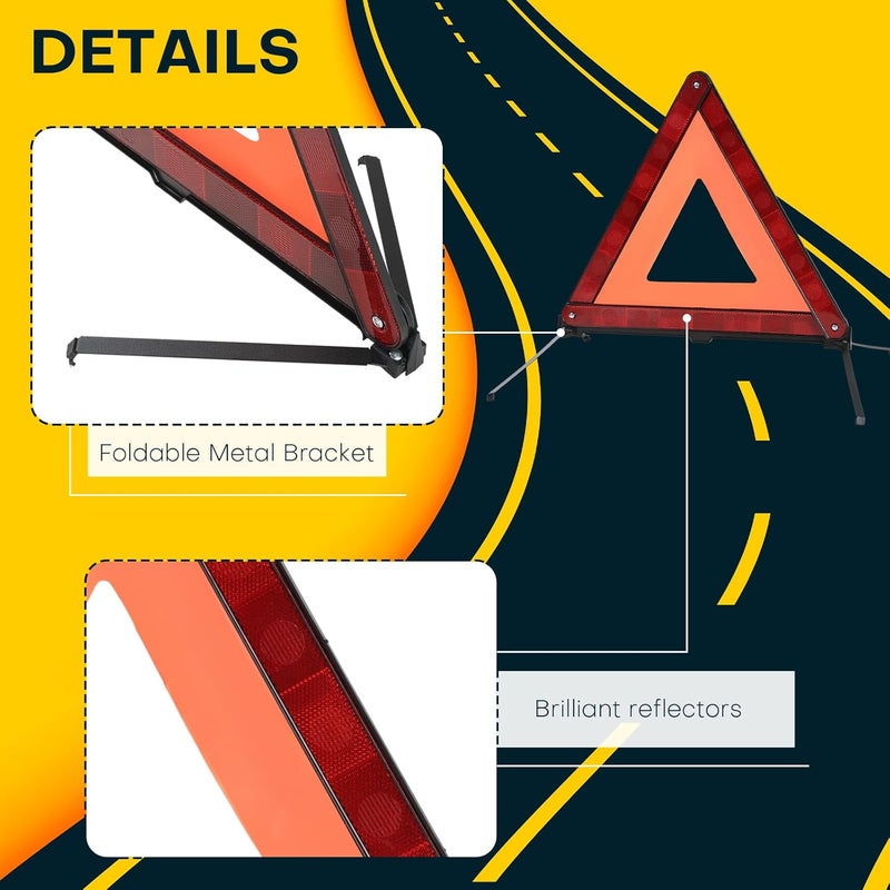 Acymner Reflective Safety Triangle Kit | Emergency Warning Triangles with Storage Case, Roadside Reflective Early Warning Sign for Vehicles Breakdown (5 Pack) - Image 4