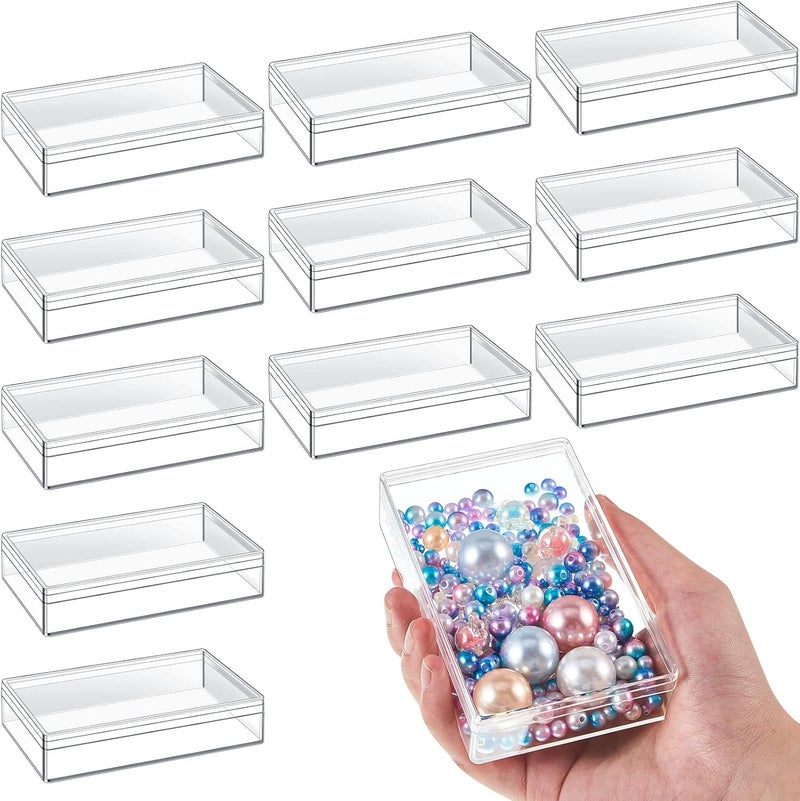 Blulu 12 Pcs Clear Acrylic Box with Lids 43 x 27 x 1 Inch Storage Candy Box Containers Mini Rectangle Clear Plastic Gift Containers for Display Jewelry Wedding Party Favors Treats Coin Accessories - Image 1