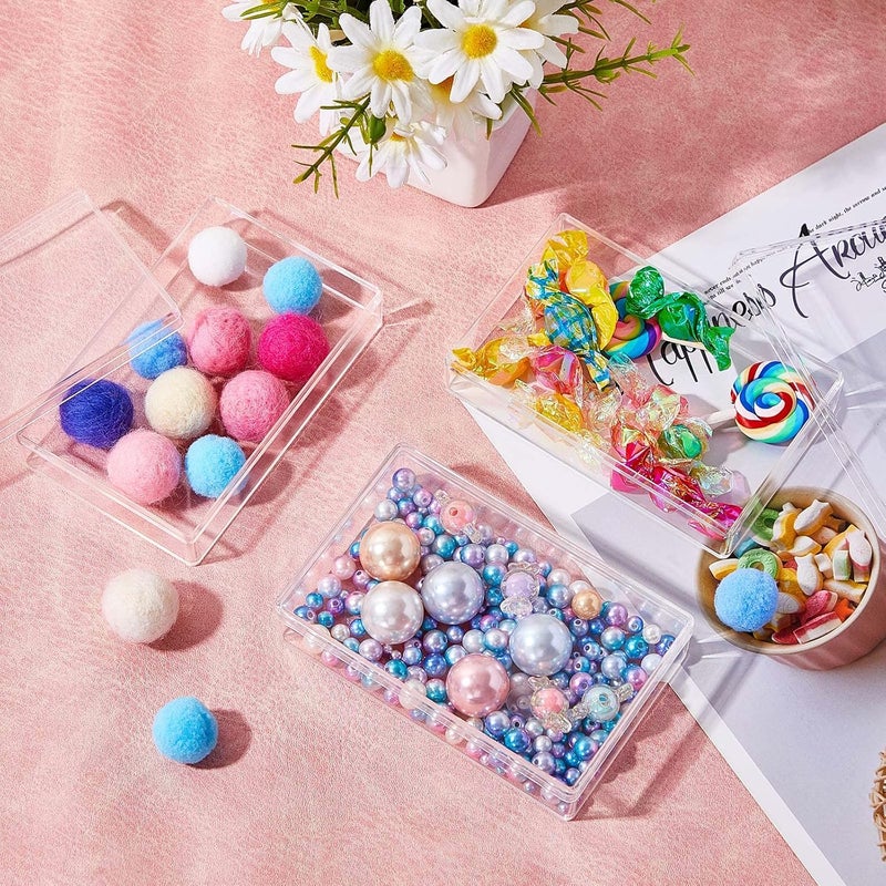 Blulu 12 Pcs Clear Acrylic Box with Lids 43 x 27 x 1 Inch Storage Candy Box Containers Mini Rectangle Clear Plastic Gift Containers for Display Jewelry Wedding Party Favors Treats Coin Accessories - Image 4