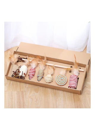7-pcs Cat Toy Set,Interactive,Cat Wand Attachments,Kitten Toys with Feathers,Cat Wood Rod Mouse Toy - pzsku/Z3D6AF761197E66910375Z/45/_/1661440956/a7a6a31c-e5c4-439f-9b01-56e044870f09