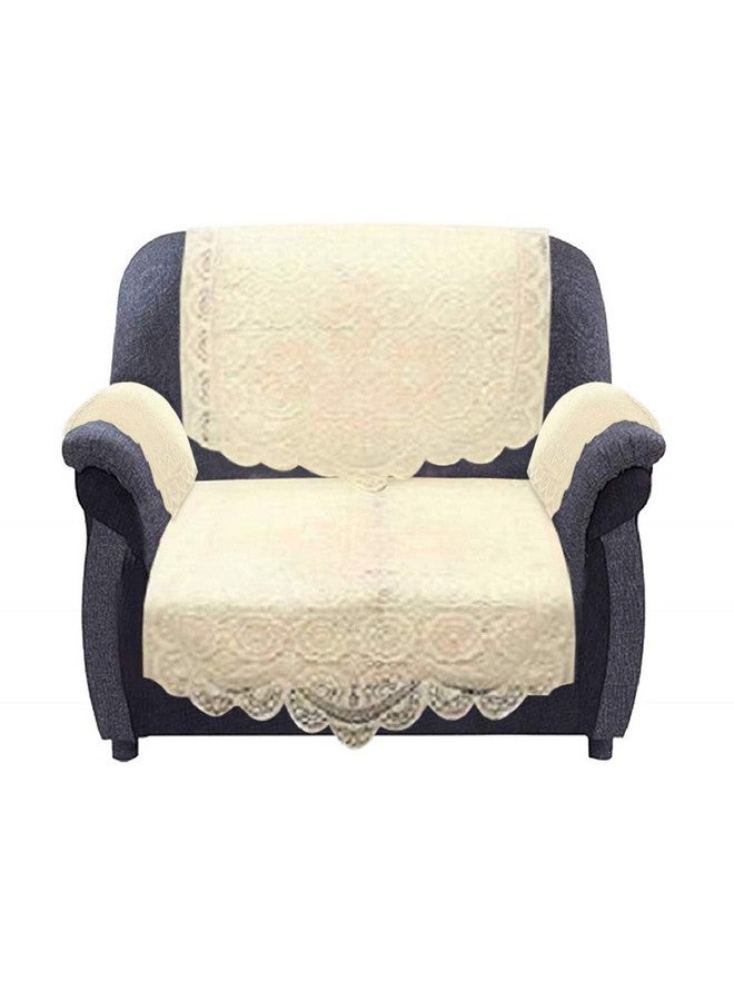 Kuber Industries Geometric Design Cotton 5 Seater Sofa Cover|6 Pieces Arms Cover|Center Table Cover|Use Both Side|Pack of 17 (Cream) - Image 5