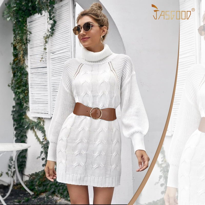 JASGOOD 3 Pack Women Wide Elastic Waist Belt for Dress Ladies Stretch Belt with Gold Round Buckle - Image 5