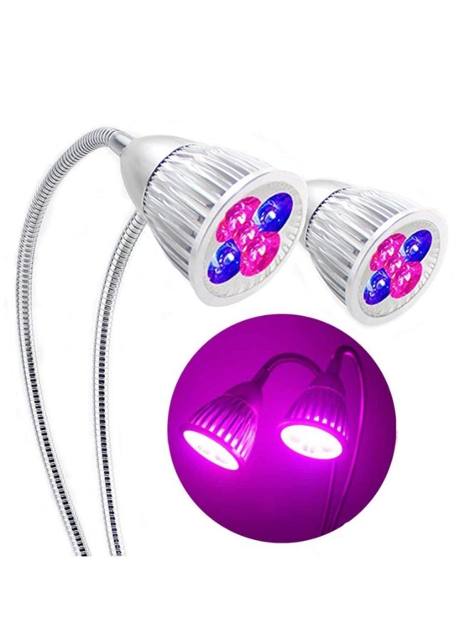 نمو النبات الداخلي LED ضوء مجموعة مزدوجة مكتب كليب رأس ضوء 10W مصابيح مرنة قابلة للتعديل عنق أوز أسلحة معدنية وظيفة مصباح مستقلة نمو النبات الأحمر والأزرق مصابيح LED - Image 4