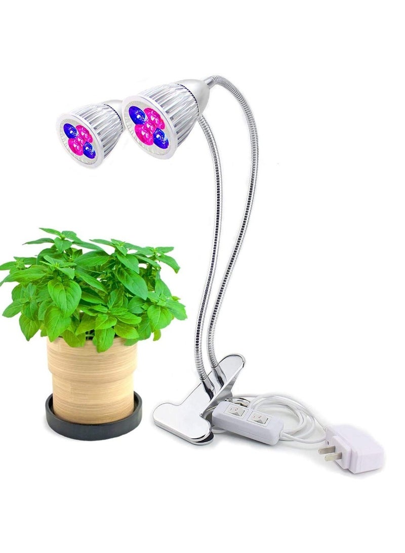 نمو النبات الداخلي LED ضوء مجموعة مزدوجة مكتب كليب رأس ضوء 10W مصابيح مرنة قابلة للتعديل عنق أوز أسلحة معدنية وظيفة مصباح مستقلة نمو النبات الأحمر والأزرق مصابيح LED - Image 1